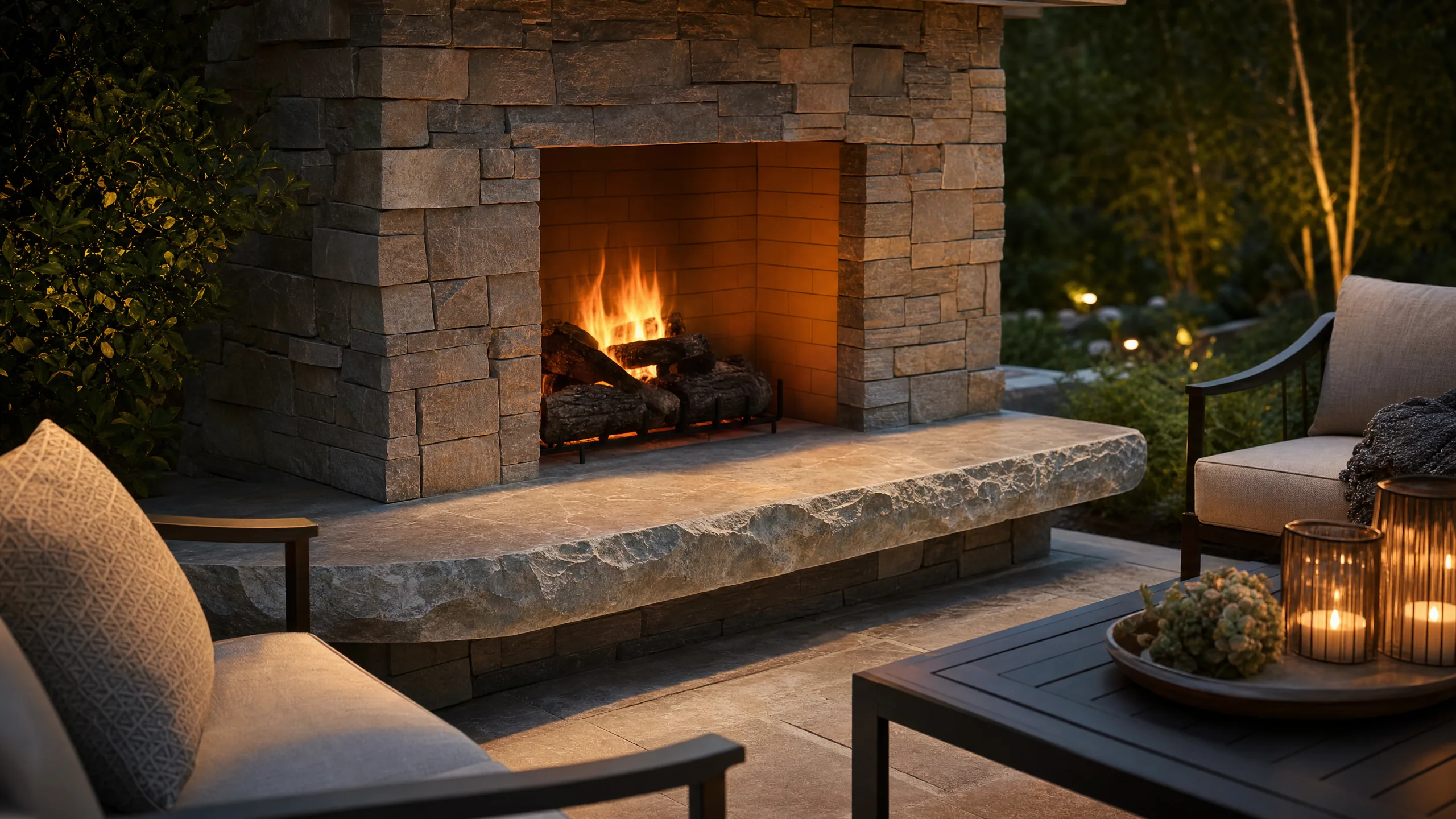 Outdoor Fireplace Hearth — Folsom countertop installation