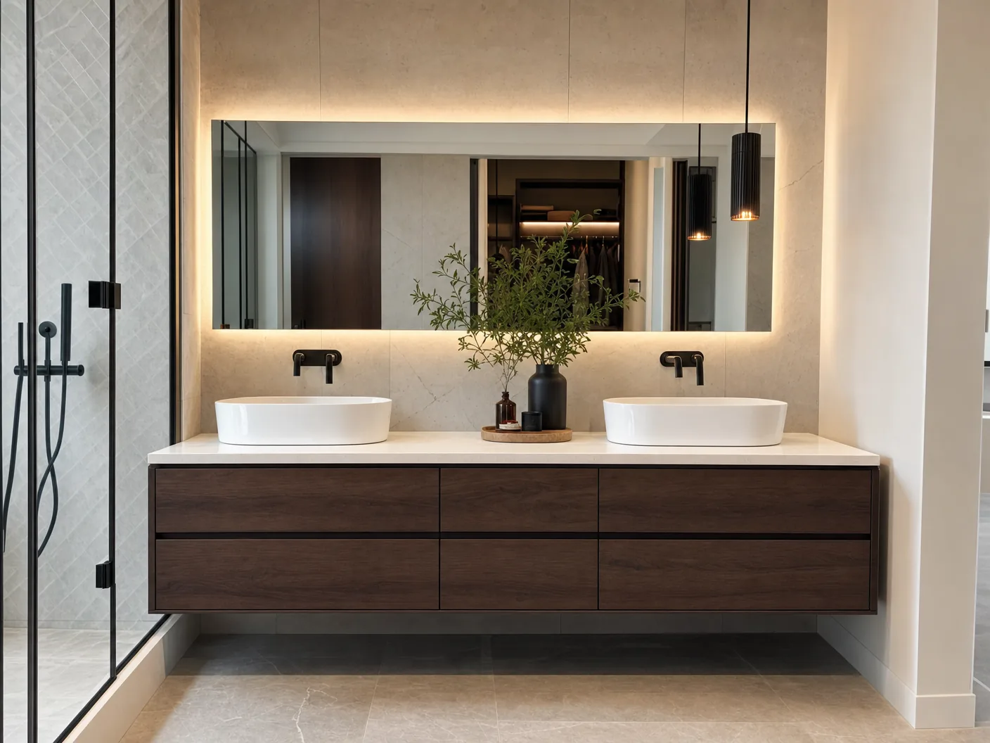 Modern Floating Vanity — Folsom countertop installation