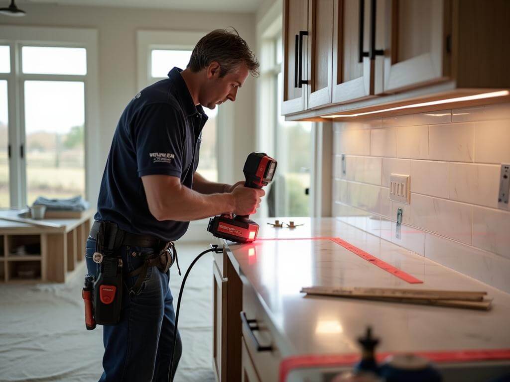 Craftwork Stone Collective — founder at work on a countertop installation
